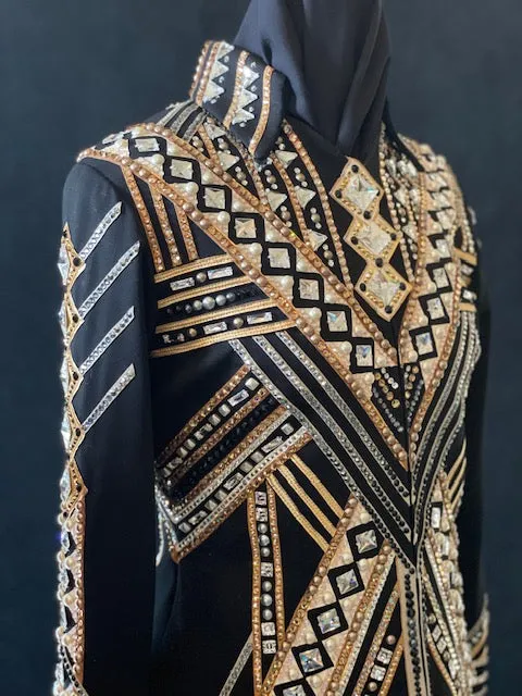 2014a Ladies M Show Jacket, Black, Tan, Bronze