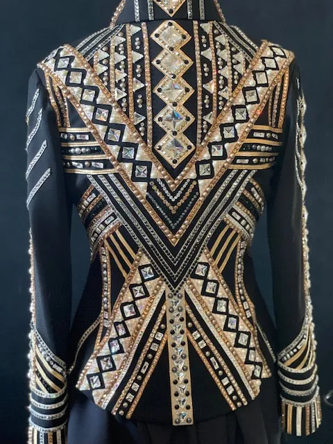 2014a Ladies M Show Jacket, Black, Tan, Bronze