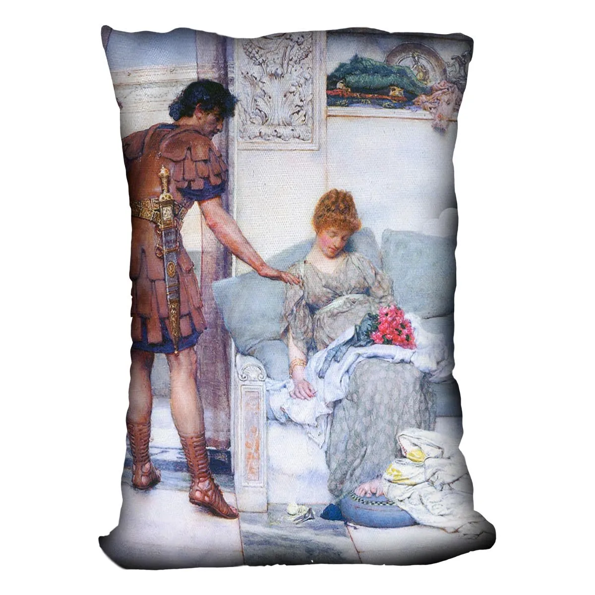 A quiet greeting by Alma Tadema Cushion