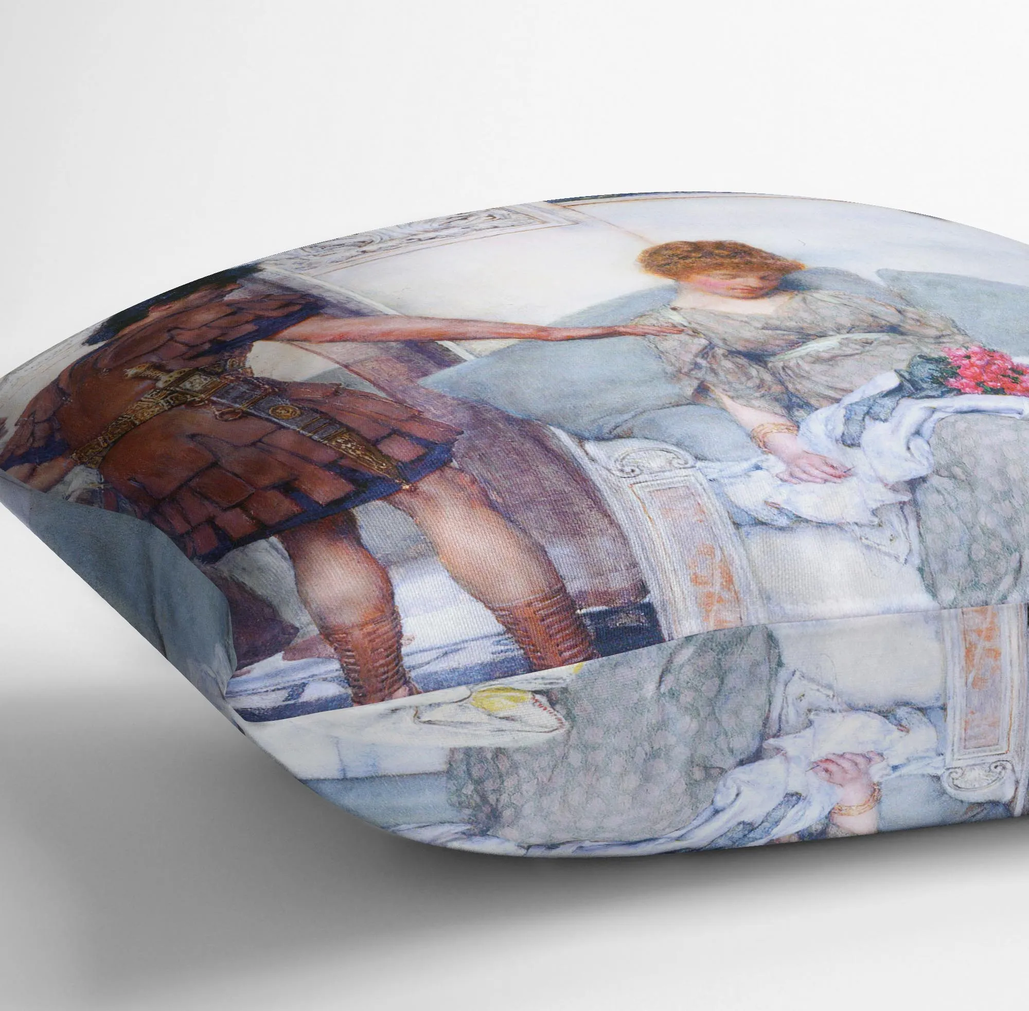 A quiet greeting by Alma Tadema Cushion