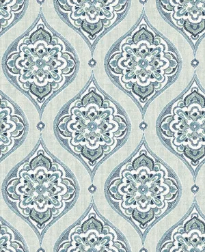 Adele Aqua Damask Wallpaper