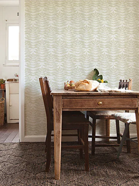 Akira Taupe Leaf Wallpaper