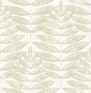 Akira Taupe Leaf Wallpaper