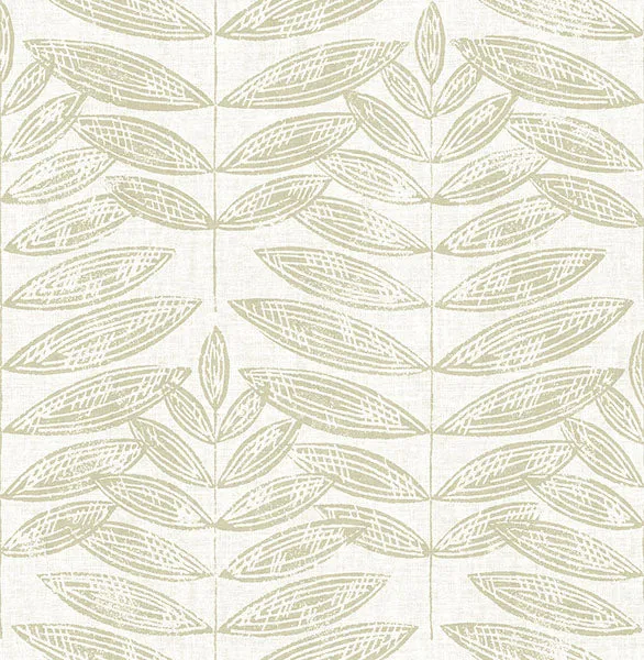 Akira Taupe Leaf Wallpaper