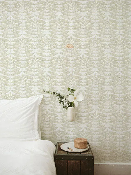 Akira Taupe Leaf Wallpaper