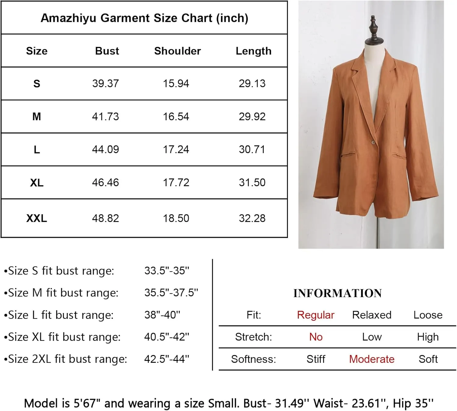 Amazhiyu Womens Linen Blend Notched Buttoned Blazer Jackets Long Sleeve Casual Office Coat