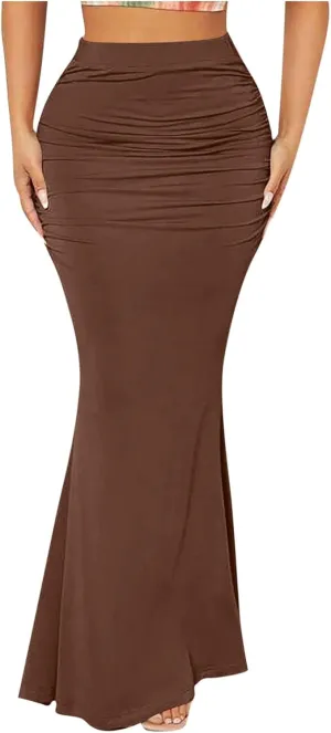 Bodycon Maxi Skirt for Women High Waist Slim Fit Mermaid Long Skirt Stretchy Sexy Clubwear Pencil Skirts