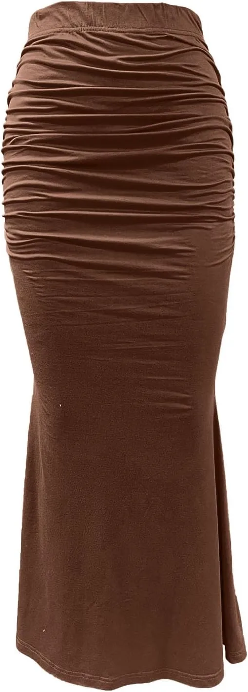 Bodycon Maxi Skirt for Women High Waist Slim Fit Mermaid Long Skirt Stretchy Sexy Clubwear Pencil Skirts