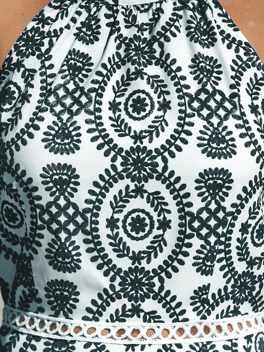 CUPSHE Women's Midi Dress Halter Paisley Sleeveless Cutout Waist Long Beach Boho Summer Dress