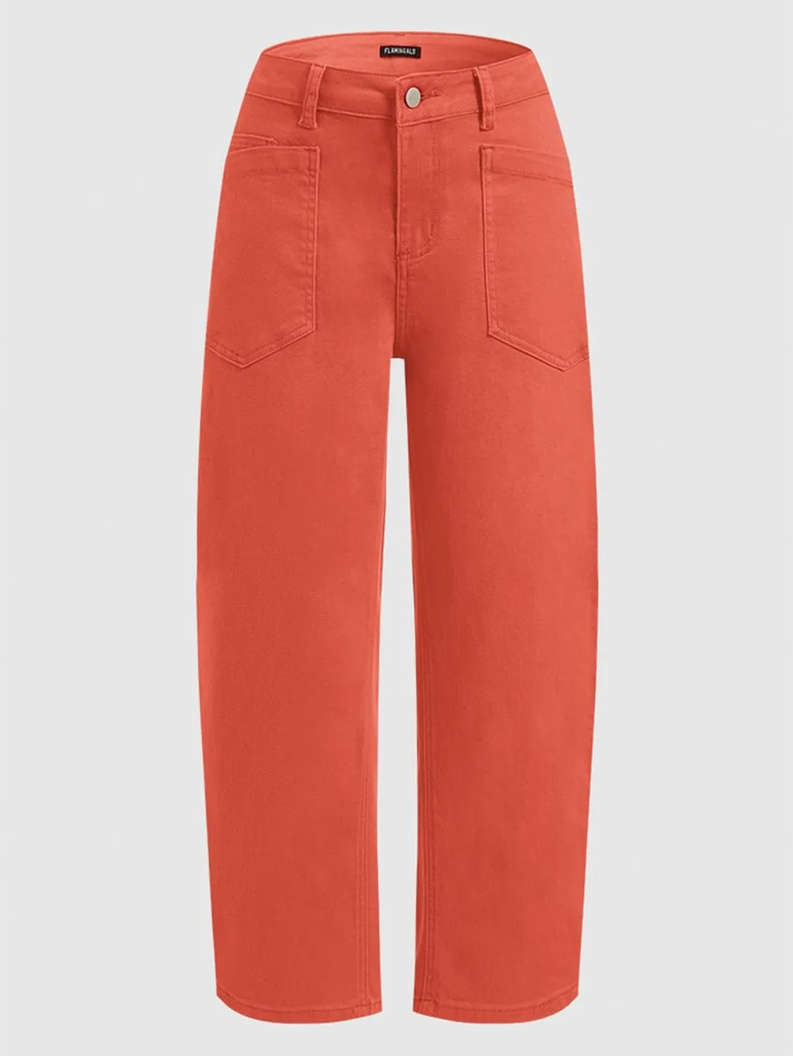 Flamingals Wide Straight Leg Mid Rise Baggy Pocket Denim Jeans Without Belt