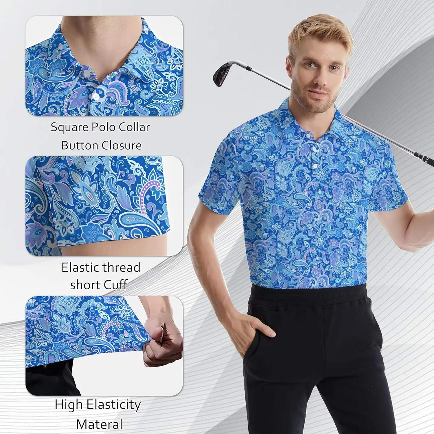 Funny Mens Golf Polo Shirts,Moisture Wicking Golf Shirts for Men Collared Short Sleeve Polo Shirts Golf Gifts
