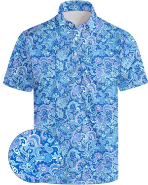 Funny Mens Golf Polo Shirts,Moisture Wicking Golf Shirts for Men Collared Short Sleeve Polo Shirts Golf Gifts