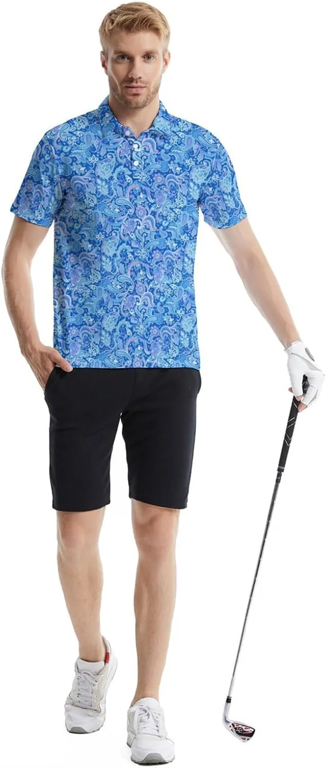 Funny Mens Golf Polo Shirts,Moisture Wicking Golf Shirts for Men Collared Short Sleeve Polo Shirts Golf Gifts