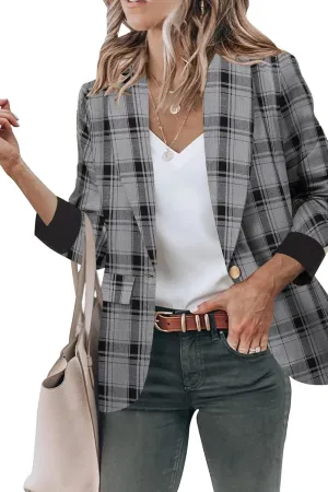 Genhoo Blazer Jackets for Women Open Front Long Sleeve Work Office Casual Blazers with Pockets S-2XL