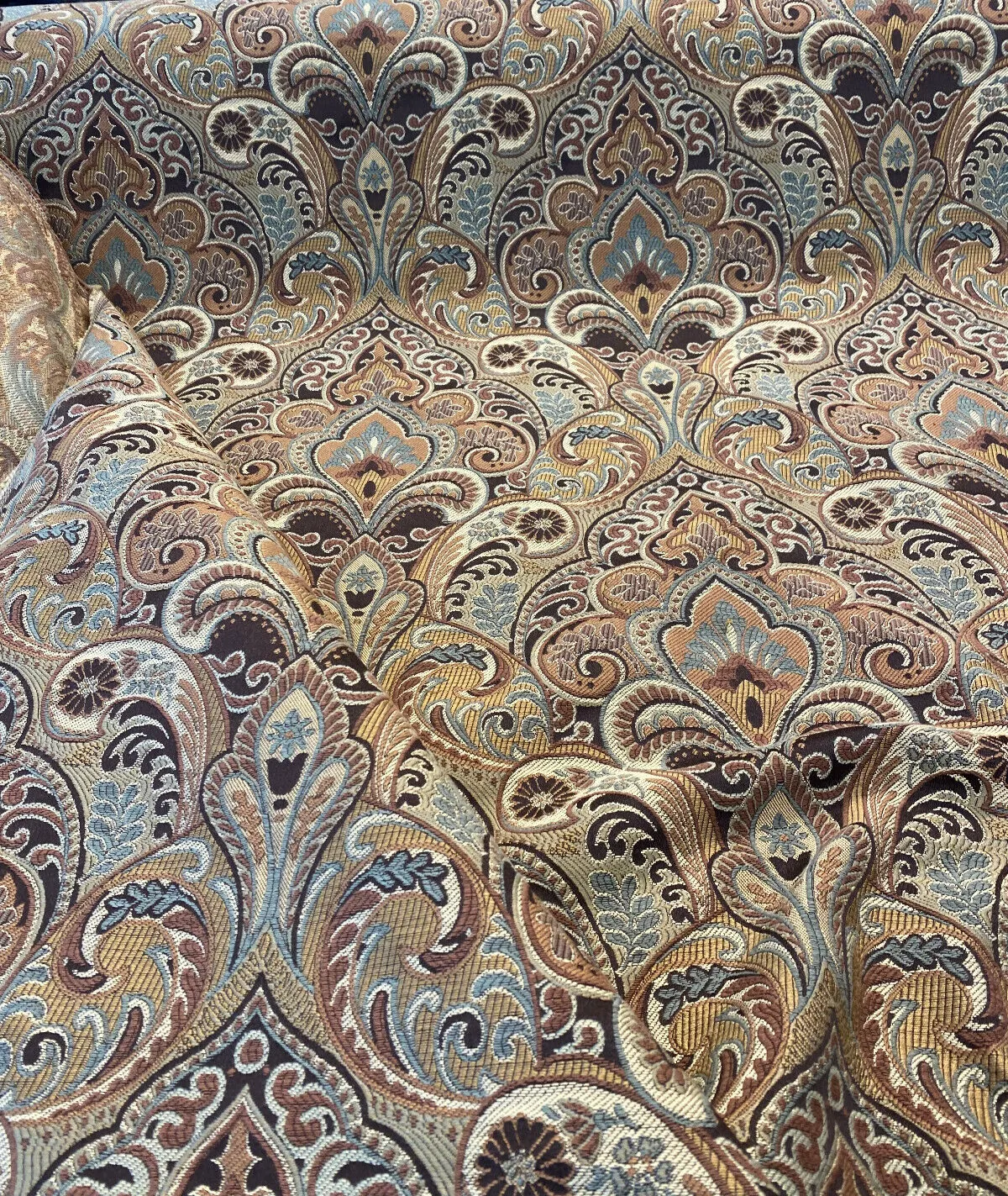 Gold Chinaisa Damask Chenille Upholstery Fabric By The Yard