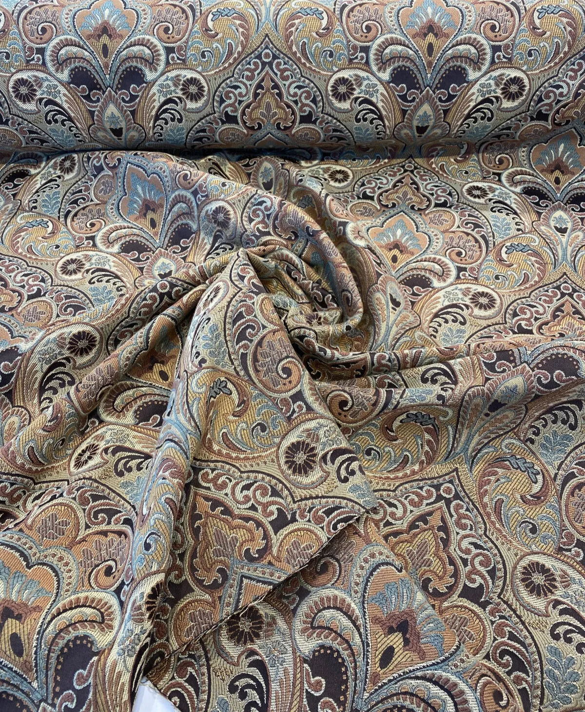 Gold Chinaisa Damask Chenille Upholstery Fabric By The Yard