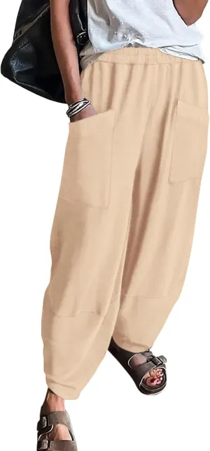 KIRUNDO Wide Leg Pants Woman Elastic Waist 2025 Spring Summer Casual Baggy Stretchy Comfy Harem Lounge Pants with Pockets KIRUNDO Wide Leg Pants Woman Elastic Waist 2025 Spring Summer Casual Baggy Stretchy Comfy Harem Lounge Pants with Pockets
