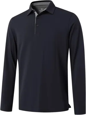 Men's Long Sleeve Polo Shirts Mercerized Cotton Blend Business Casual Stylish Collared Shirts