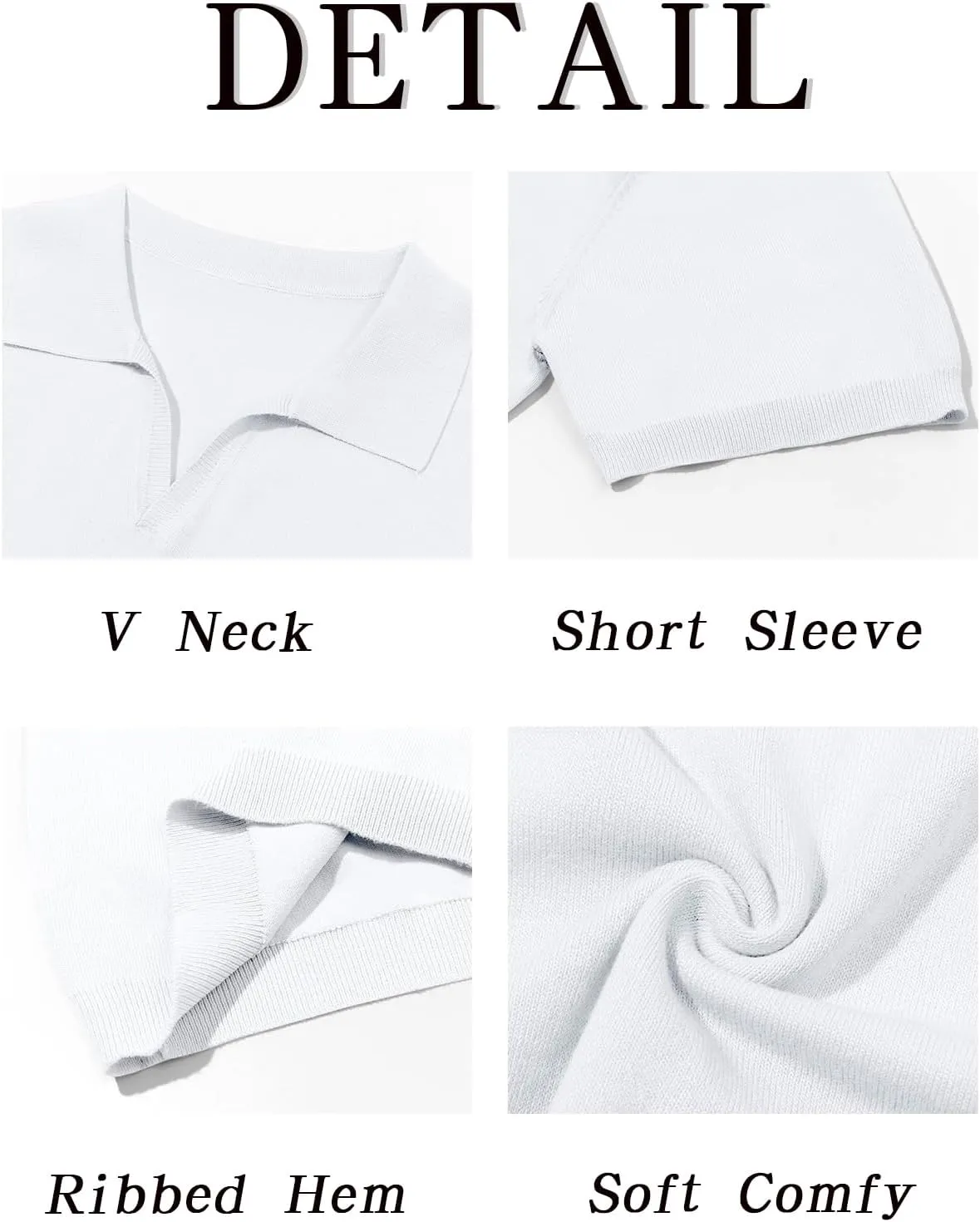 Runcati Men's V Neck Polo Shirts Short Sleeve Muscle Gym Knitted Golf Shirts Casual Slim Fit Tops