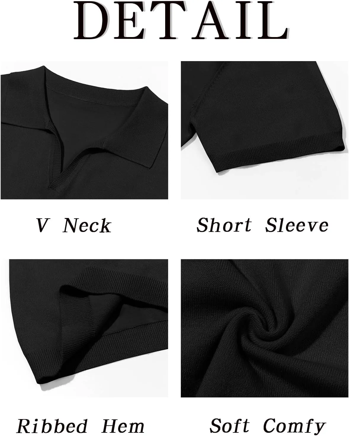 Runcati Men's V Neck Polo Shirts Short Sleeve Muscle Gym Knitted Golf Shirts Casual Slim Fit Tops
