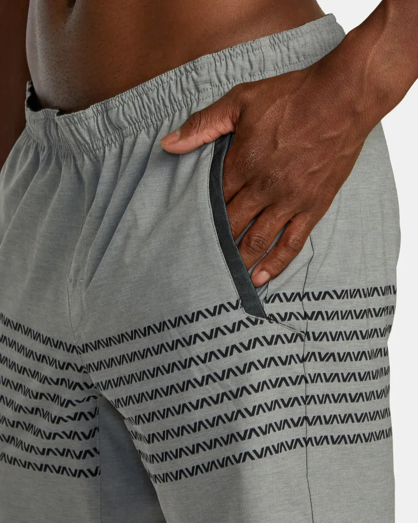 RVCA YOGGER STRETCH ELASTIC WAIST SHORTS 17" - HEATHER GREY VA BAND
