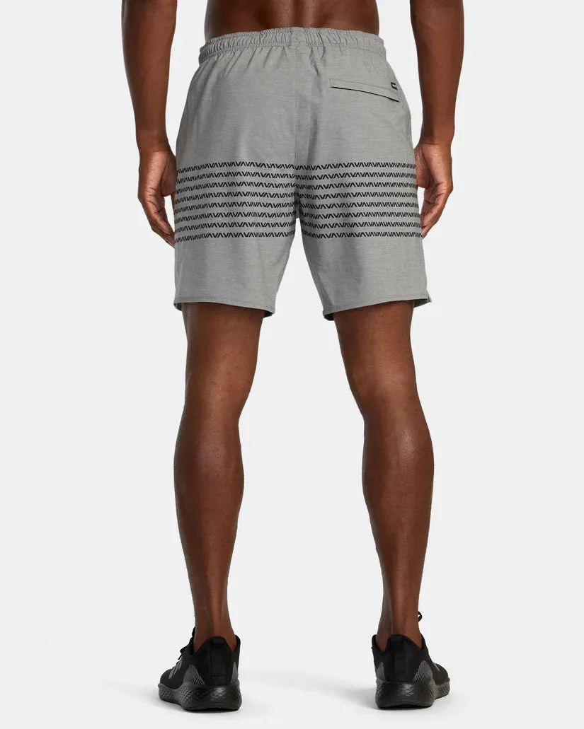 RVCA YOGGER STRETCH ELASTIC WAIST SHORTS 17" - HEATHER GREY VA BAND
