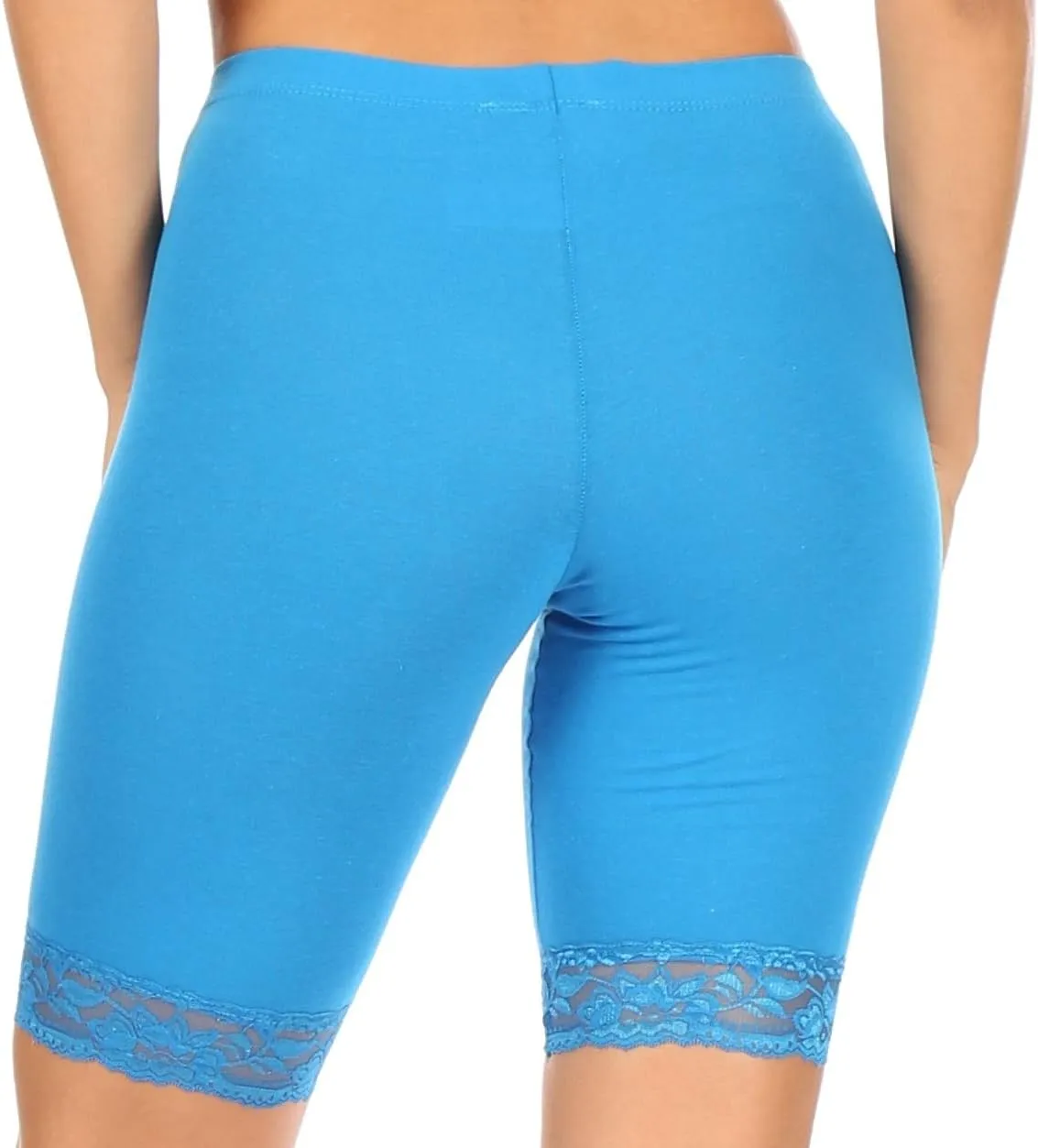 Sakkas Cotton Blend Lace Trim Stretch Bike Shorts - Made in USA
