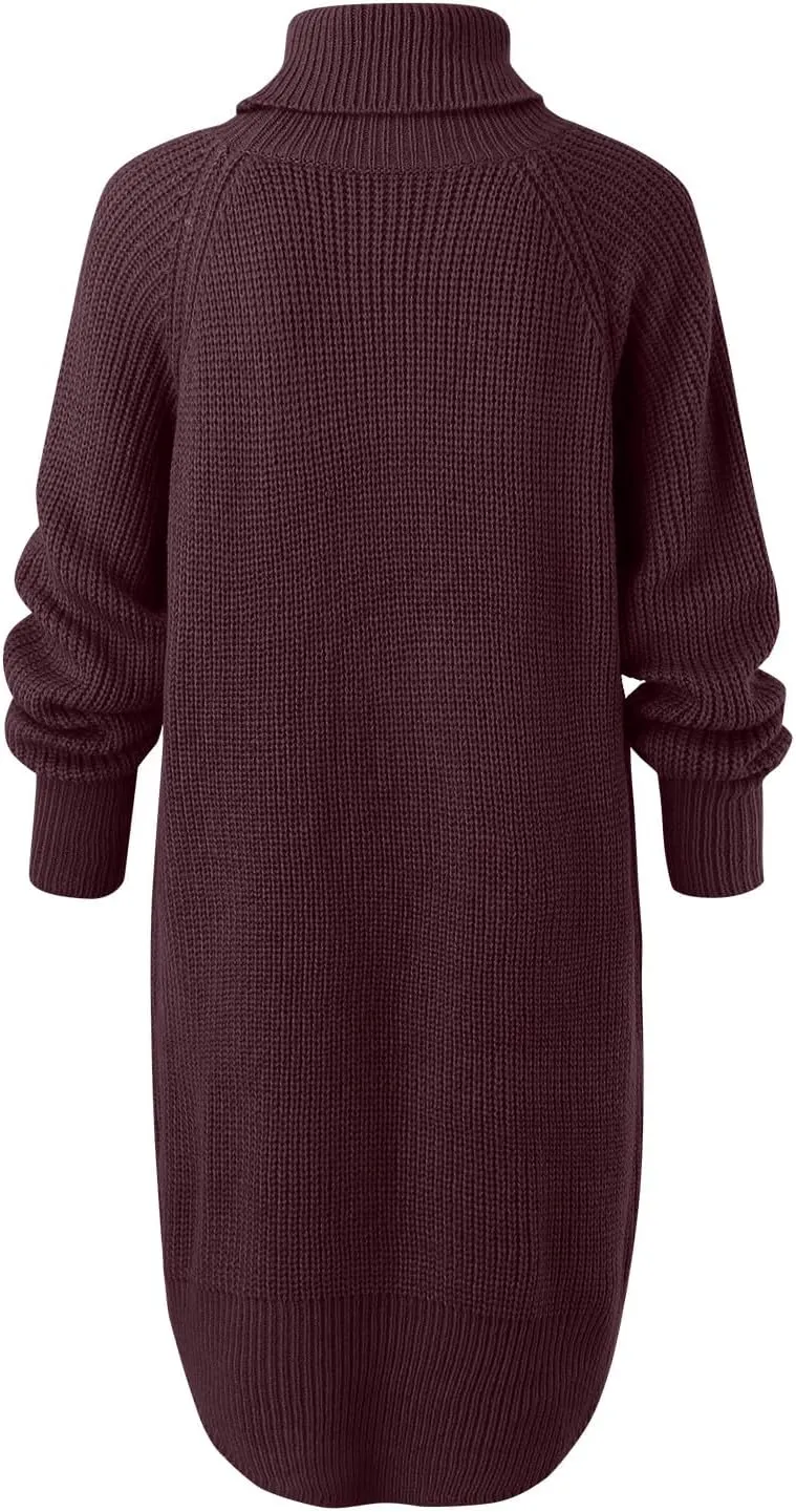 Women Fashion Dresses Knitted Midi Mini Sweater Dresses Turtle Neck Dresses Boys Button up Sweater