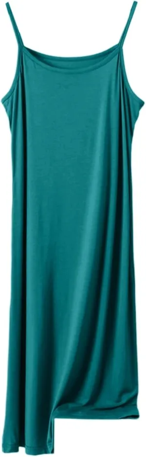 Women's Casual Spaghetti Strap Summer Dress Pure Color Round Neck Loose Fit Home Daily Wear Comfortable Slip