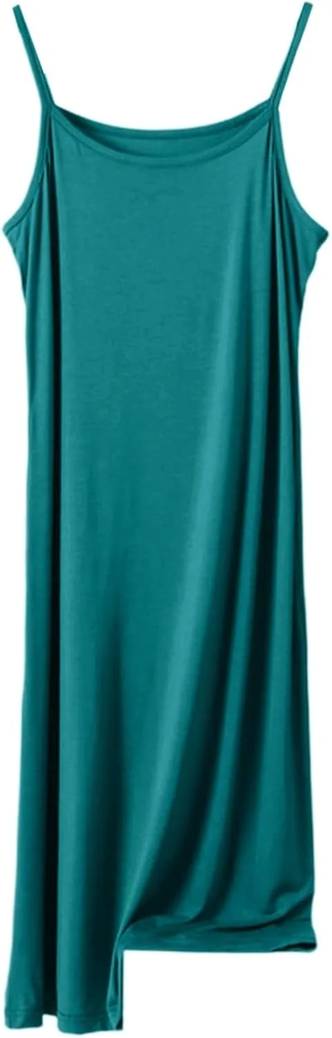 Women's Casual Spaghetti Strap Summer Dress Pure Color Round Neck Loose Fit Home Daily Wear Comfortable Slip