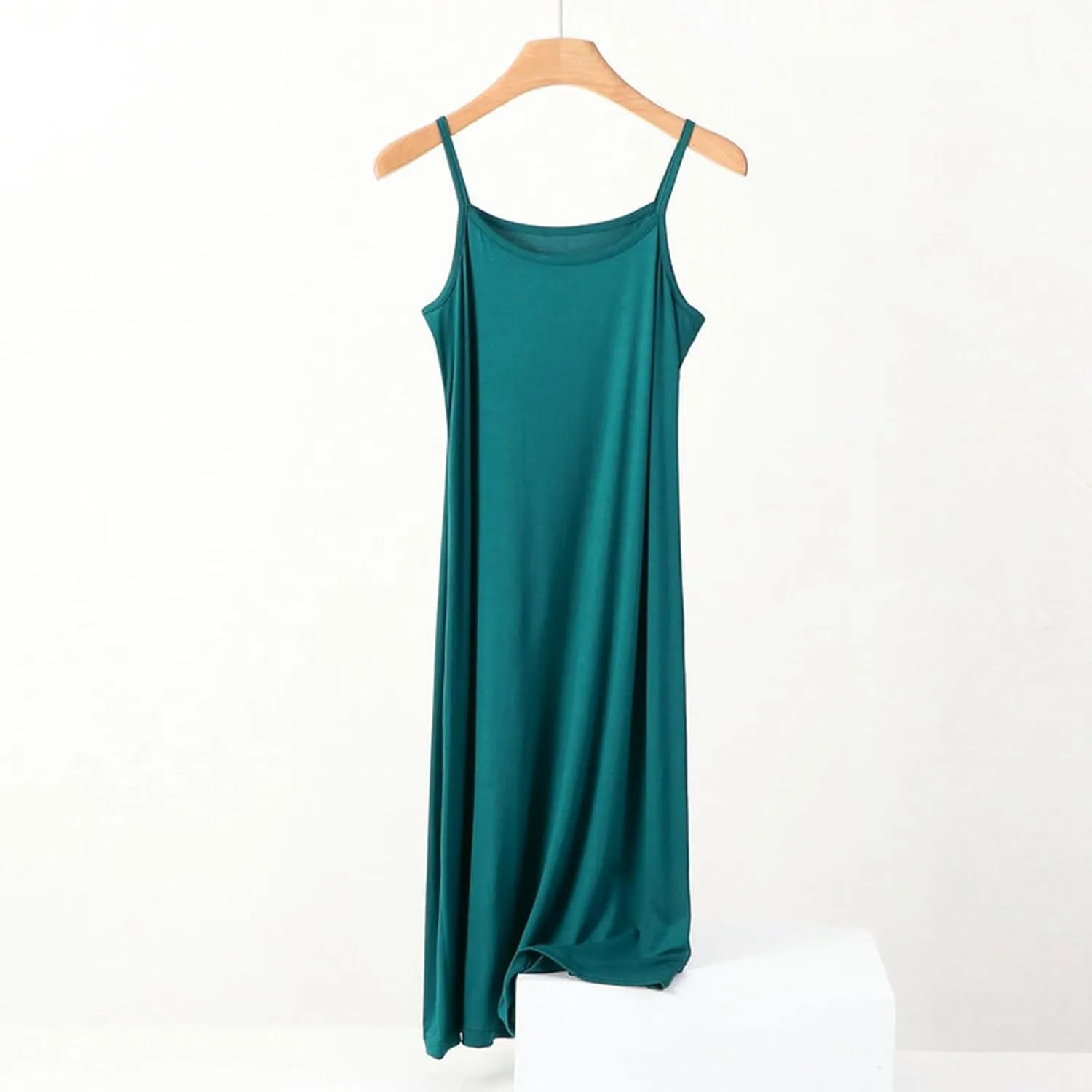 Women's Casual Spaghetti Strap Summer Dress Pure Color Round Neck Loose Fit Home Daily Wear Comfortable Slip