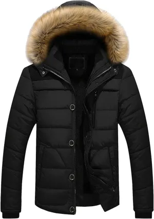 Ymosrh Jackets for Men Outdoor Warm Winter Thick Jacket Hooded Coat with Zipper Pocket Jackets
