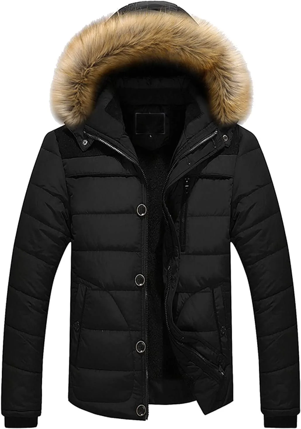 Ymosrh Jackets for Men Outdoor Warm Winter Thick Jacket Hooded Coat with Zipper Pocket Jackets