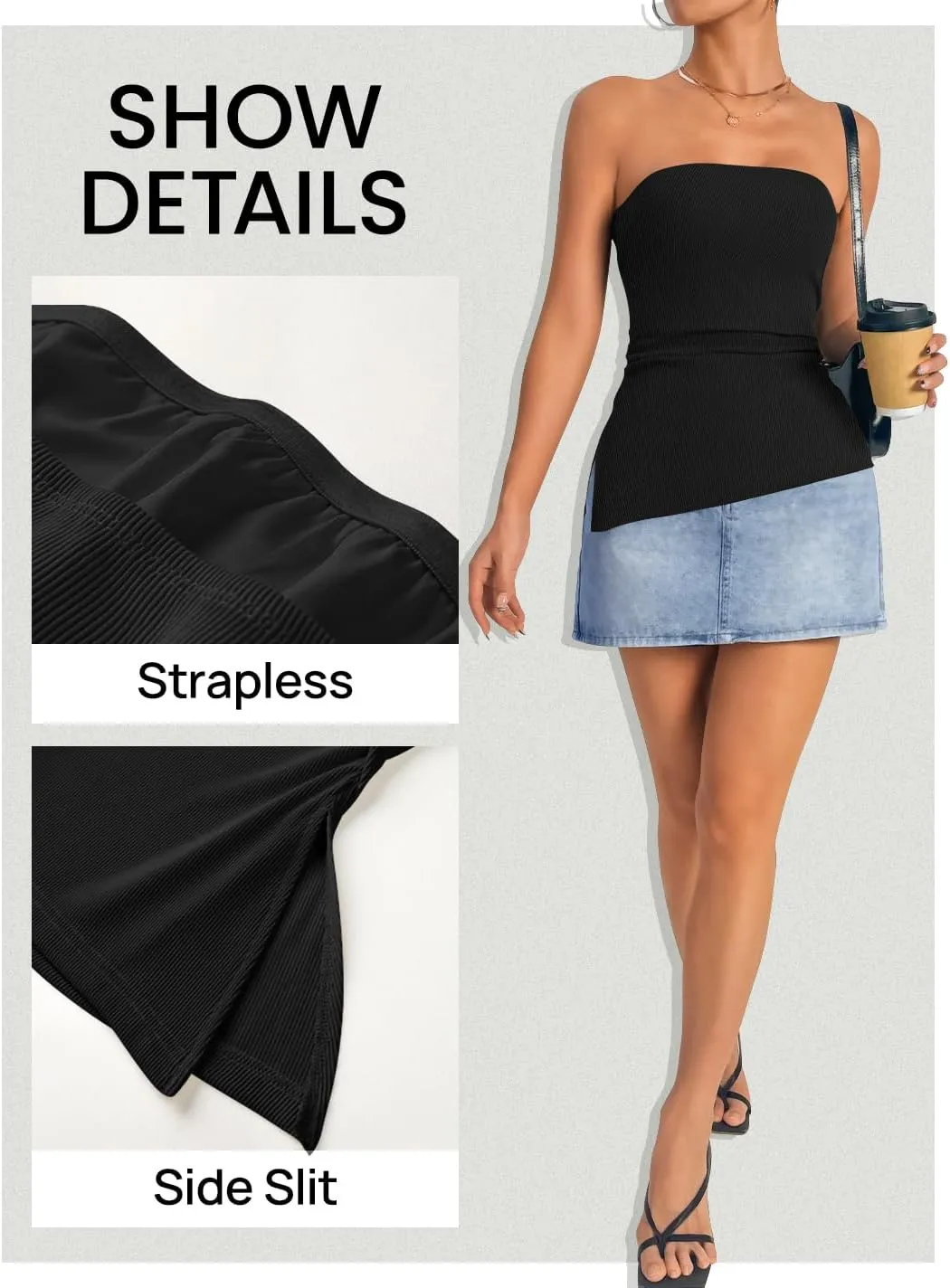 ZESICA Womens Tube Top 2025 Summer Going Out Strapless Backless Ruched Trendy Tops Asymmetrical Bandeau Outfits