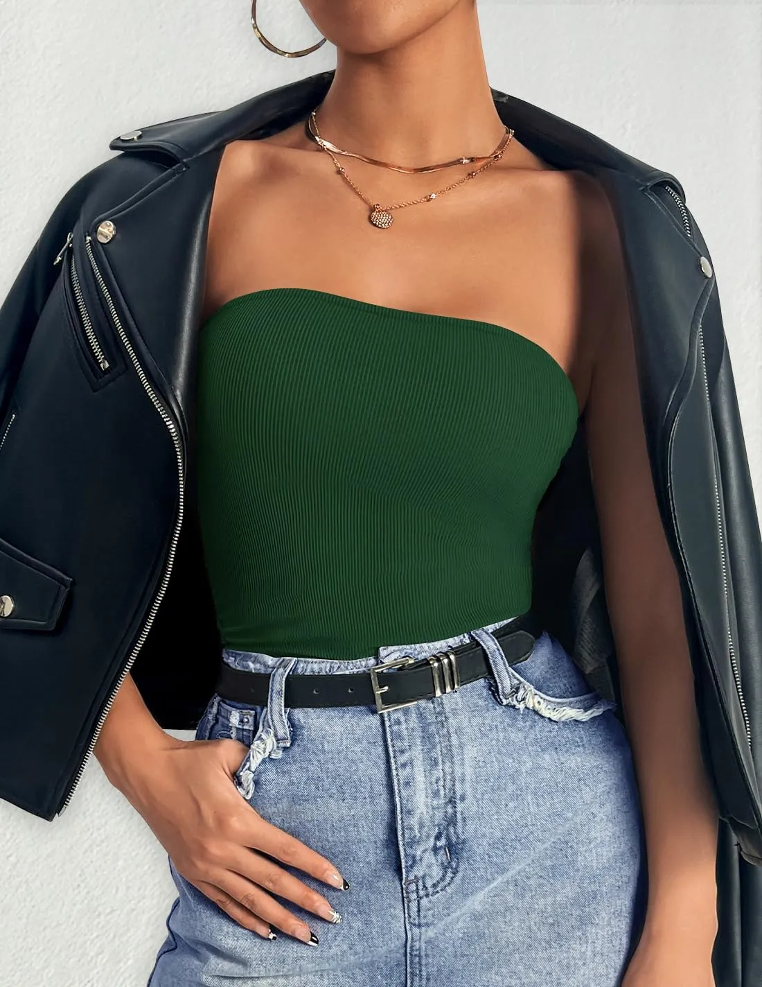 ZESICA Womens Tube Top 2025 Summer Going Out Strapless Backless Ruched Trendy Tops Asymmetrical Bandeau Outfits
